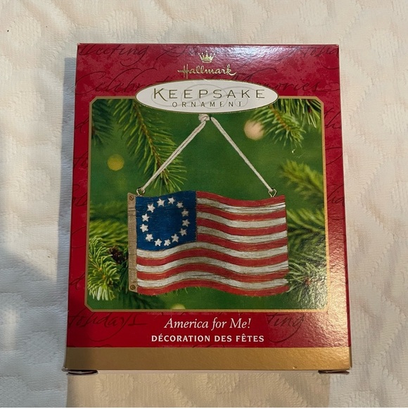 Vintage Hallmark Keepsake Ornament- America For Me Colonial Flag Includes Box - Picture 1 of 6